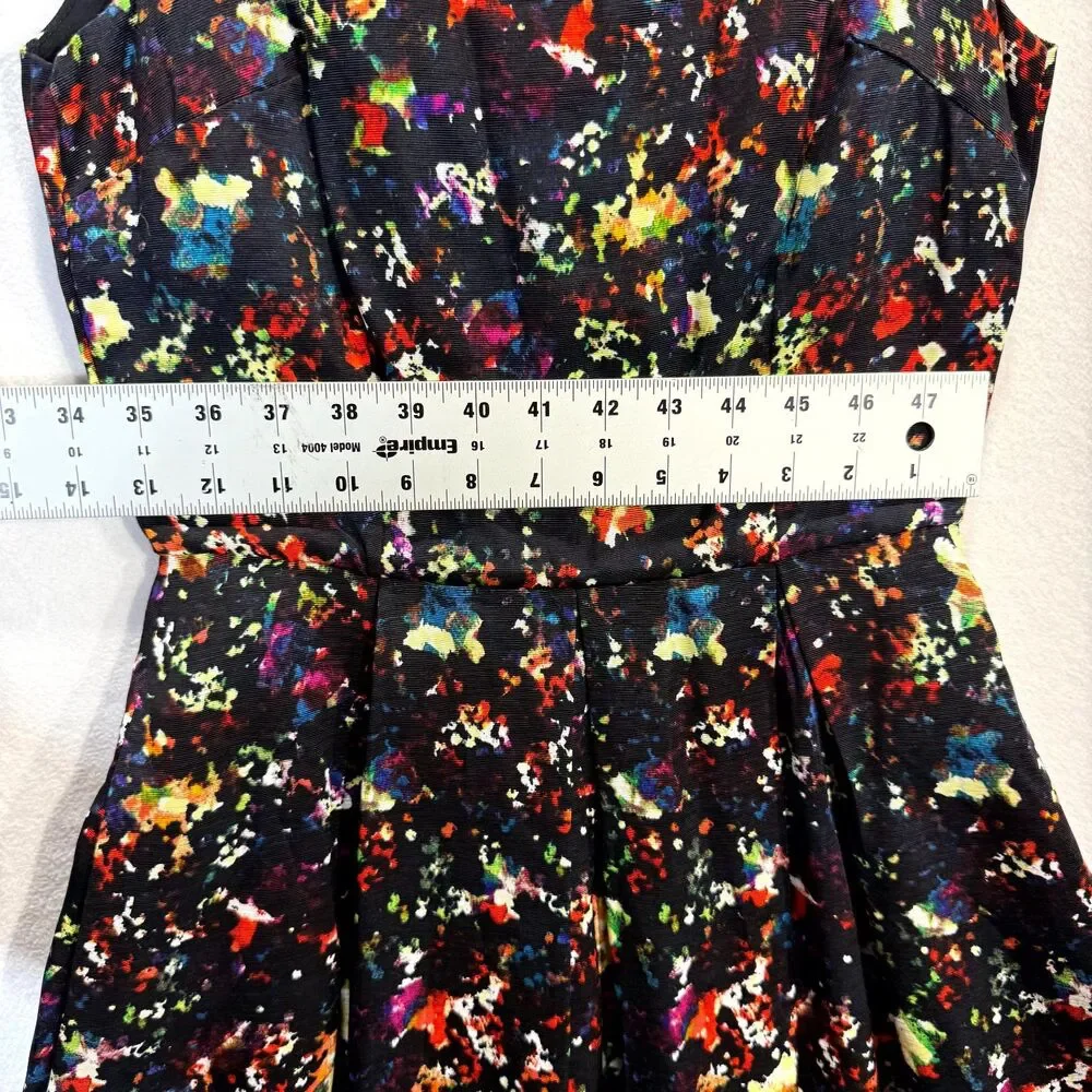 Gap Women's Confetti fit & flare Black Floral Printed Sundress Womens Size 0 NEW